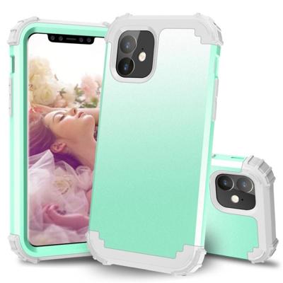 Voor iPhone 11 PC + silicone driedelige anti-drop mobiele telefoon bescherming Bback cover (groen)