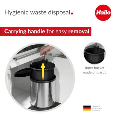 Hailo 3555-101 Compact-Box M Prullenbak 15L Zilver/Zwart