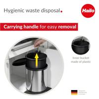Vuilnisemmer Hailo Compact-Box Staal 15 L Zwart Grijs Integreerbaar - thumbnail