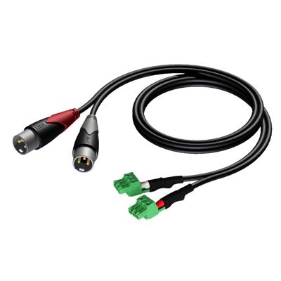Procab CLA834/3 signaalkabel 2x terminal block 3p naar 2x XLR male 3 m