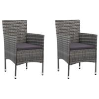 Tuinstoelen 2 st poly rattan grijs - thumbnail