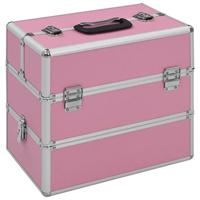 VidaXL Make-up koffer 37x24x35 cm aluminium roze - thumbnail