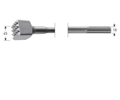 Rotec SDS-MAX Bouchardeerbeitel 45x45 mm / 16 Tanden - 2151080