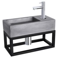 Differnz Differnz Ravo fonteinset beton donkergrijs - kraan recht - met handdoekrek chroom - thumbnail