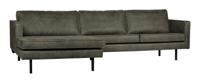 WOOOD Loungebank 'Rodeo' Links, Eco Leder, kleur Legergroen - thumbnail