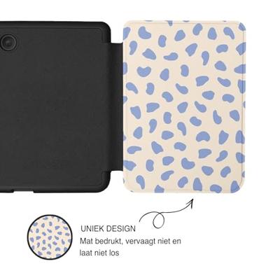 Lunso Kobo Clara BW / Clara Colour hoesje (6 inch) - Vegan Saffiano Leren Sleep Cover - Azure Pebble