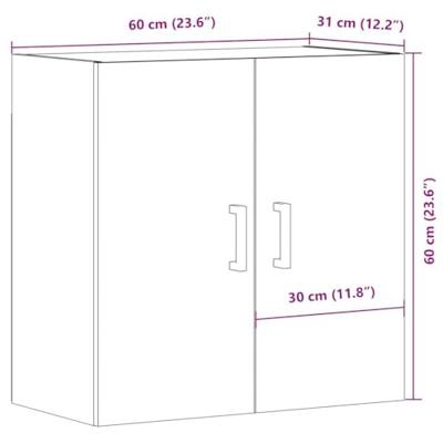 Wandkast 60x31x60 cm bewerkt hout artisanaal eikenkleurig Wandkast 60x31x60 cm bewerkt hout artisanaal eikenkleurig