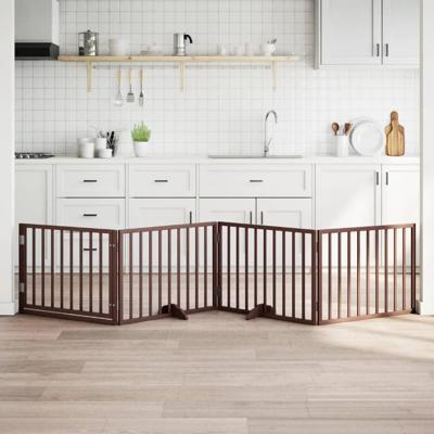 Hondenhek inklapbaar 4 panelen 320 cm populierenhout bruin