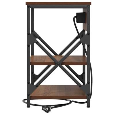 Nachtkastje met Oplaadstation bruin eikenkleur Bewerkt hout