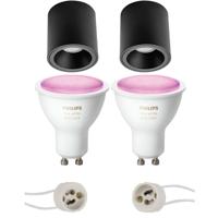 Pragmi Cliron Pro - Opbouw Rond - Mat Zwart - Verdiept - Ø90mm - Philips Hue - Opbouwspot Set GU10 - White and Color Ambiance - Bluetooth - thumbnail