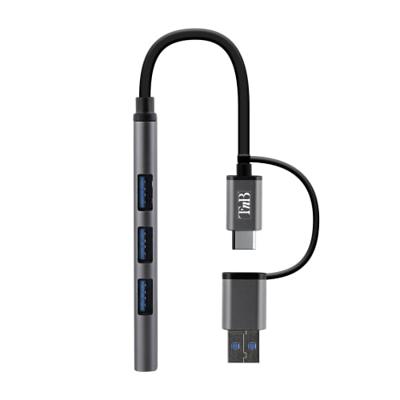 T'nb - Premium USB-A hub, sluit 4 USB-A accessoires tegelijkertijd aan met deze hub - Aluminium