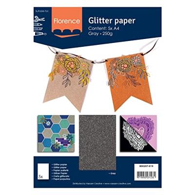 Florence • glitterpapier 250g a4 grijs 5x