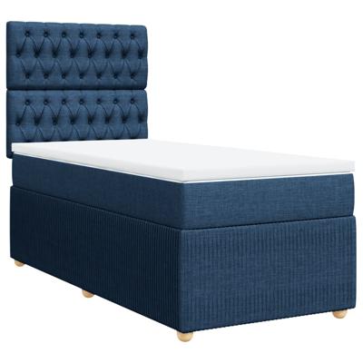 Boxspring met matras stof blauw 100x200 cm - thumbnail