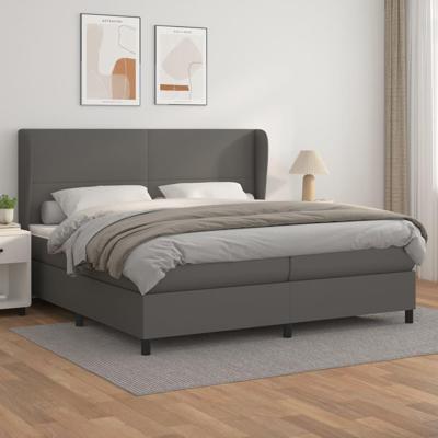 Boxspring met matras kunstleer grijs 200x200 cm