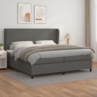 Boxspring met matras kunstleer grijs 200x200 cm - thumbnail