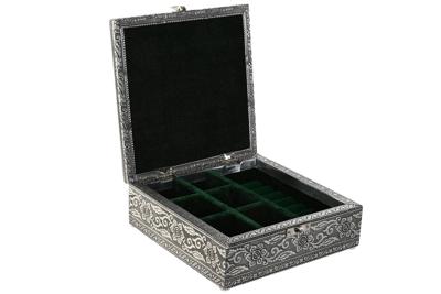 Doos-Juwelenkistje Home ESPRIT Groen Zilverkleurig Hout Aluminium 18 x 18 x 6 cm Doos-Juwelenkistje Home ESPRIT Groen Zilverkleurig Hout Aluminium 18 x 18 x 6 cm