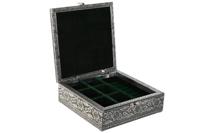 Doos-Juwelenkistje Home ESPRIT Groen Zilverkleurig Hout Aluminium 18 x 18 x 6 cm - thumbnail