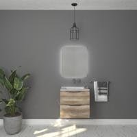 Badkamermeubelset Gliss Design Hera Mat Zwart 70cm 2 Laden Oud Grijs Eiken (Keuze Wastafel) - thumbnail