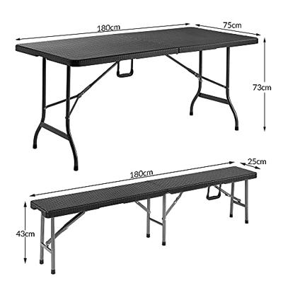 Biertafelset 3 delig inklapbaar Kunststof Zwart 180cm