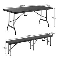 Biertafelset 3 delig inklapbaar Kunststof Zwart 180cm - thumbnail