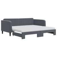 Slaapbank onderschuifbed matrassen 90x190cm fluweel donkergrijs - thumbnail