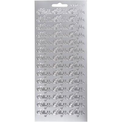 Creativ Company Stickers, tillykke, vel 10x23 cm, zilver, 1 vel