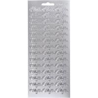 Creativ Company Stickers, tillykke, vel 10x23 cm, zilver, 1 vel - thumbnail
