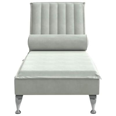 Massage chaise longue met bolster fluweel lichtgrijs