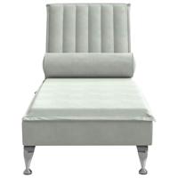 Massage chaise longue met bolster fluweel lichtgrijs - thumbnail