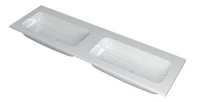 INK Wastafel Faktor polystone dubbel zonder kraangaten 160 cm x 45 cm x 1,5 cm Glans wit 3407040
