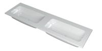 INK Wastafel Faktor polystone dubbel zonder kraangaten 160 cm x 45 cm x 1,5 cm Glans wit 3407040 - thumbnail