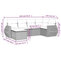 7-delige Loungeset met kussens poly rattan beige - thumbnail