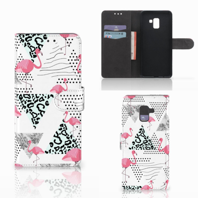 Samsung Galaxy A8 Plus (2018) Telefoonhoesje met Pasjes Flamingo Triangle Samsung Galaxy A8 Plus (2018) Telefoonhoesje met Pasjes Flamingo Triangle