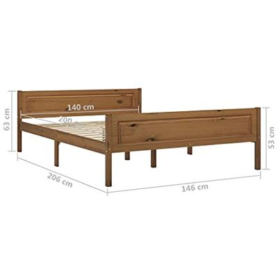 Bedframe massief grenenhout honingbruin 140x200 cm