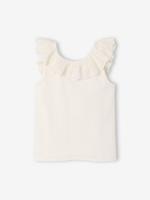 Mouwloze sweater met ruches van Engels borduursel voor meisjes ecru - thumbnail