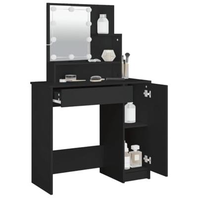 Kaptafel met LED-verlichting 86,5x35x136 cm zwart Kaptafel met LED-verlichting 86,5x35x136 cm zwart