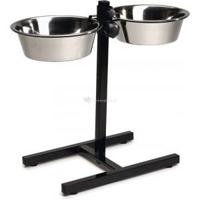 Standaard met 2 rvs 25 cm hondenvoerbakken zwart - thumbnail