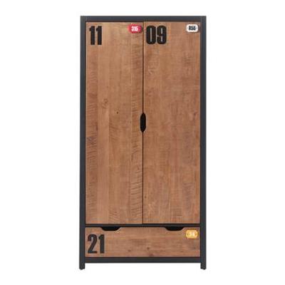 Vipack 2-deurs kledingkast Alex - bruin/zwart - 200x100x55 cm