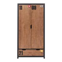 Vipack 2-deurs kledingkast Alex - bruin/zwart - 200x100x55 cm - thumbnail