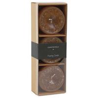 Countryfield drijfkaars bollie beige 7 x 5 cm set van 3 | 12 stuks - thumbnail