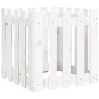 VidaXL Plantenbak met hekontwerp 50x50x50 cm massief grenenhout wit - thumbnail