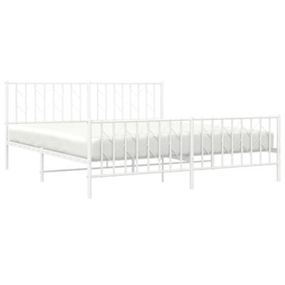 Bedframe met hoofd- en voeteneinde metaal wit 183x213 cm Bedframe met hoofd- en voeteneinde metaal wit 183x213 cm