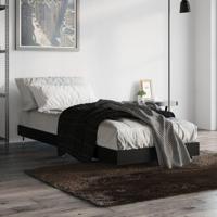 Bedframe bewerkt hout zwart 75x190 cm - thumbnail