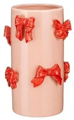 Mica Decorations vaas keramiek strik 14x22.5cm oranje