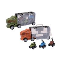 John Toy Dino opberg truck + drie auto's - thumbnail