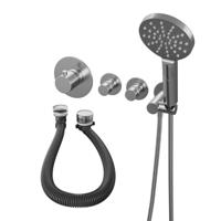 Inbouwthermostaatset Brauer Brushed Incl 3 Standen Handdouche En Badafvoer Geborsteld RVS - thumbnail