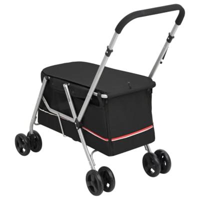 Hondenwagen inklapbaar 100x49x96 cm linnenstof zwart - thumbnail