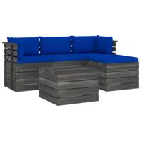 vidaXL 5-delige Loungeset met kussens pallet massief grenenhout - thumbnail