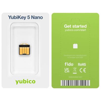 Yubico YubiKey 5 Nano - Two Factor Authentication USB Security Key, Fits USB-A Ports - Protect Your Online Accounts with More Than a Password, FIDO Certified USB Password Key, Extra Compact Size