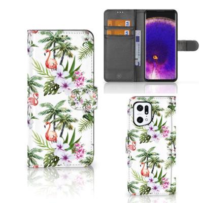 OPPO Find X5 Pro | Telefoonhoesje | Met pasjeshouder | Flamingo Palms